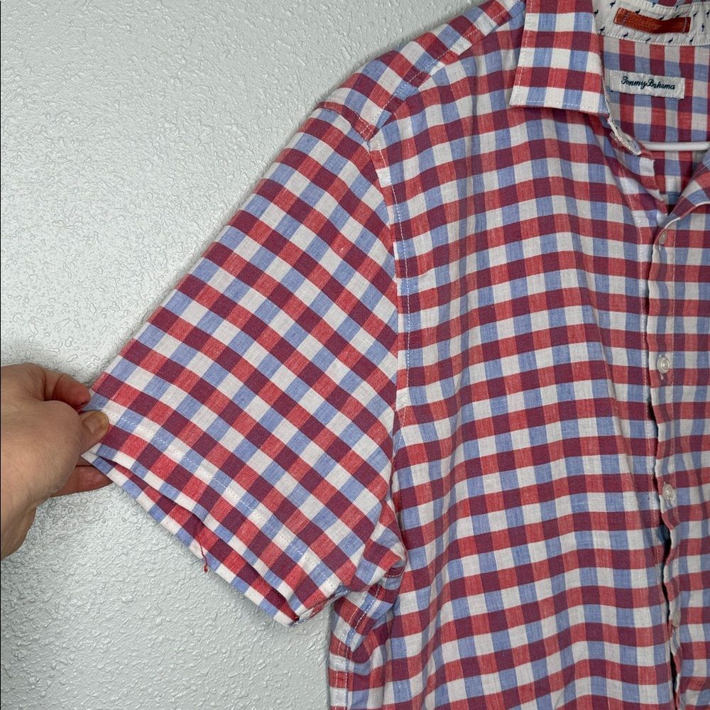 Tommy Bahama Men's Linen Blend Checkered Button Front Shirt Size Large - Picture 4 of 7